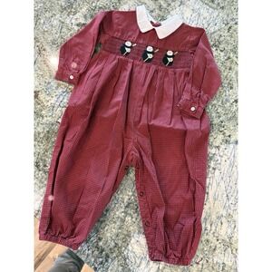 Vintage Kesa Infant Panda Bear Smocked Romper sz 18 Months